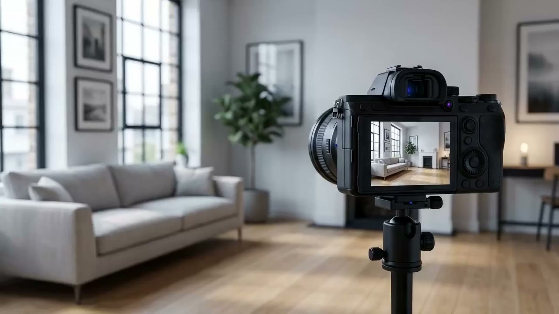 A camera composing an interior photograph